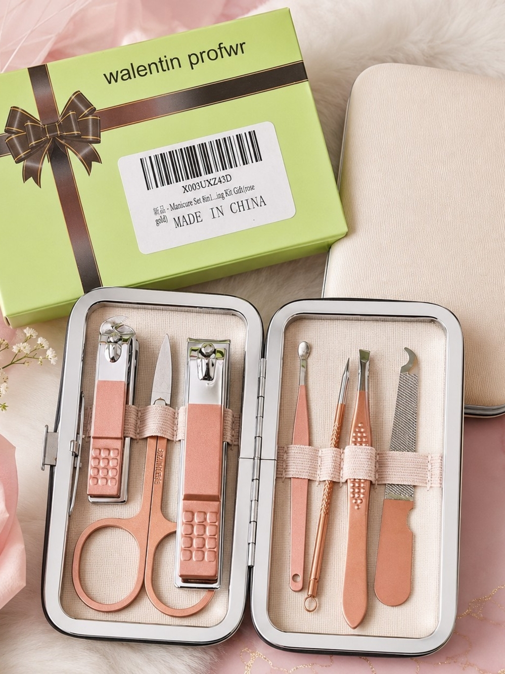 Rose Gold 8-Piece Manicure & Pedicure Grooming Kit Travel Case – New🌹